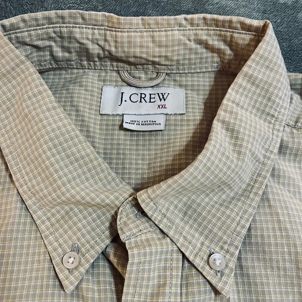 J. Crew mens short sleeve button down shirt plaid 100% cotton XXL 2XL